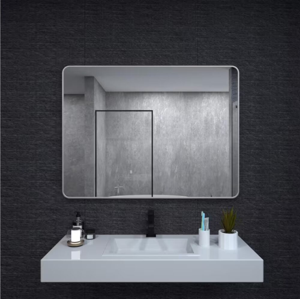48 in. W x 36 in. H Rectangular Framed Wall Bathroom Vanity Mirror in Brushed Nickel - Image 2